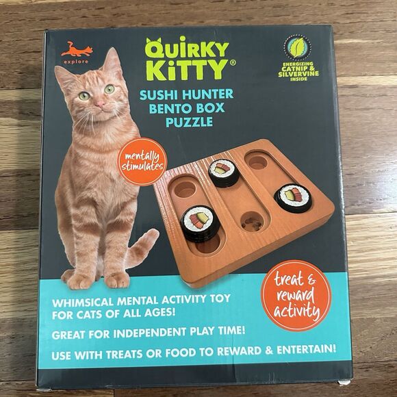 NEW!! Quirky Kitty Sushi Hunter Bento Box Puzzle for Cats, Game, Treats - Picture 1 of 5